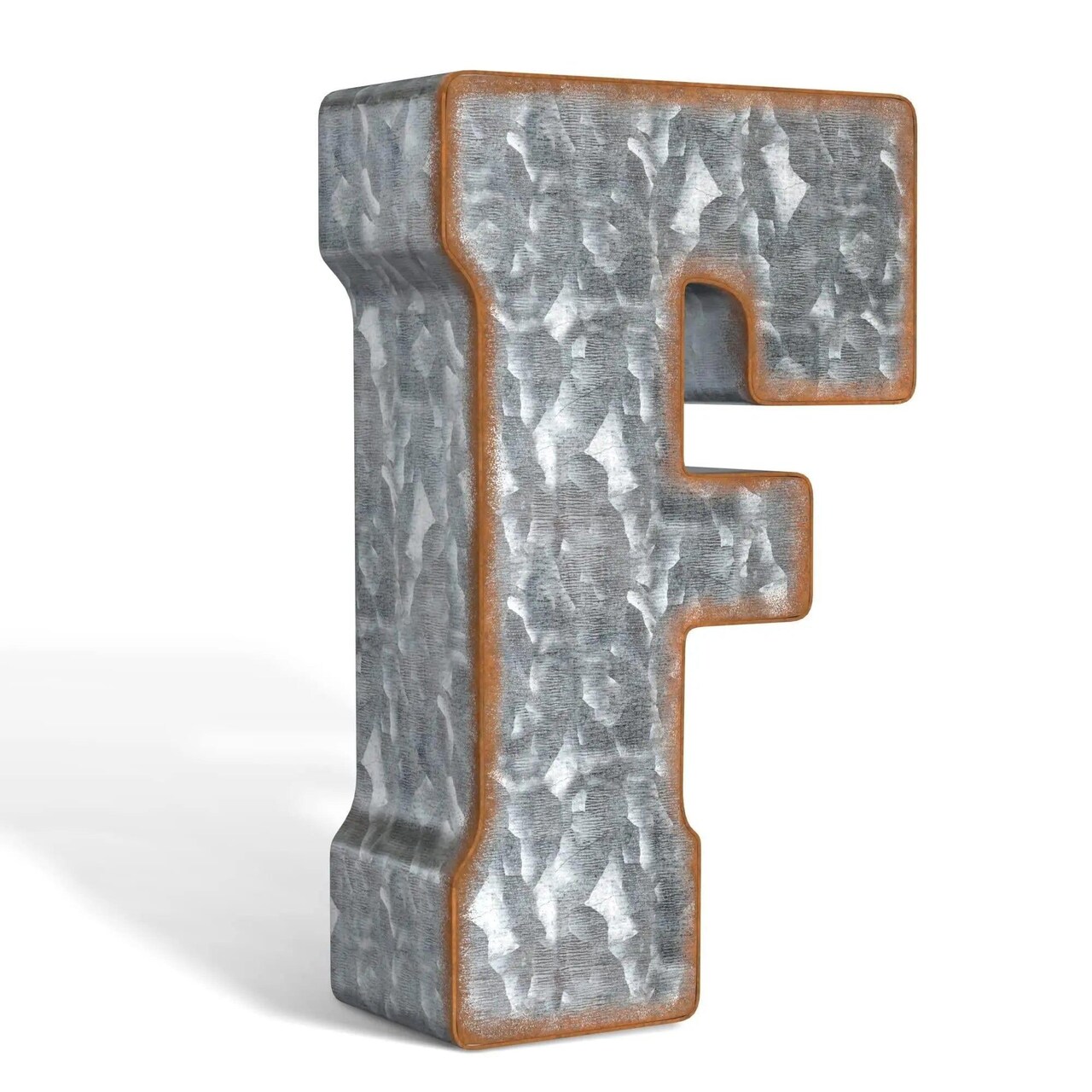 Galvanized Metal Letters for Wall Decor 3D Letter F for Hanging or Freestanding Unique Blend of Rustic Vintage Western and Industrial Styles Fits for Living Room Lobby Kitchen Bedroom Decoration